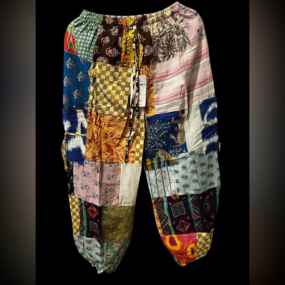 #83 NWT 100% cotton patchwork jogger bottom pants